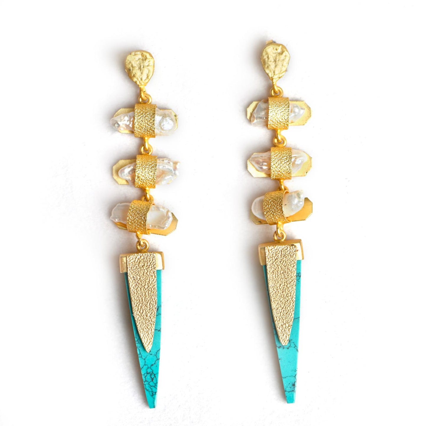 Kava (Turquoise + Baroque Pearl) Statement Earrings