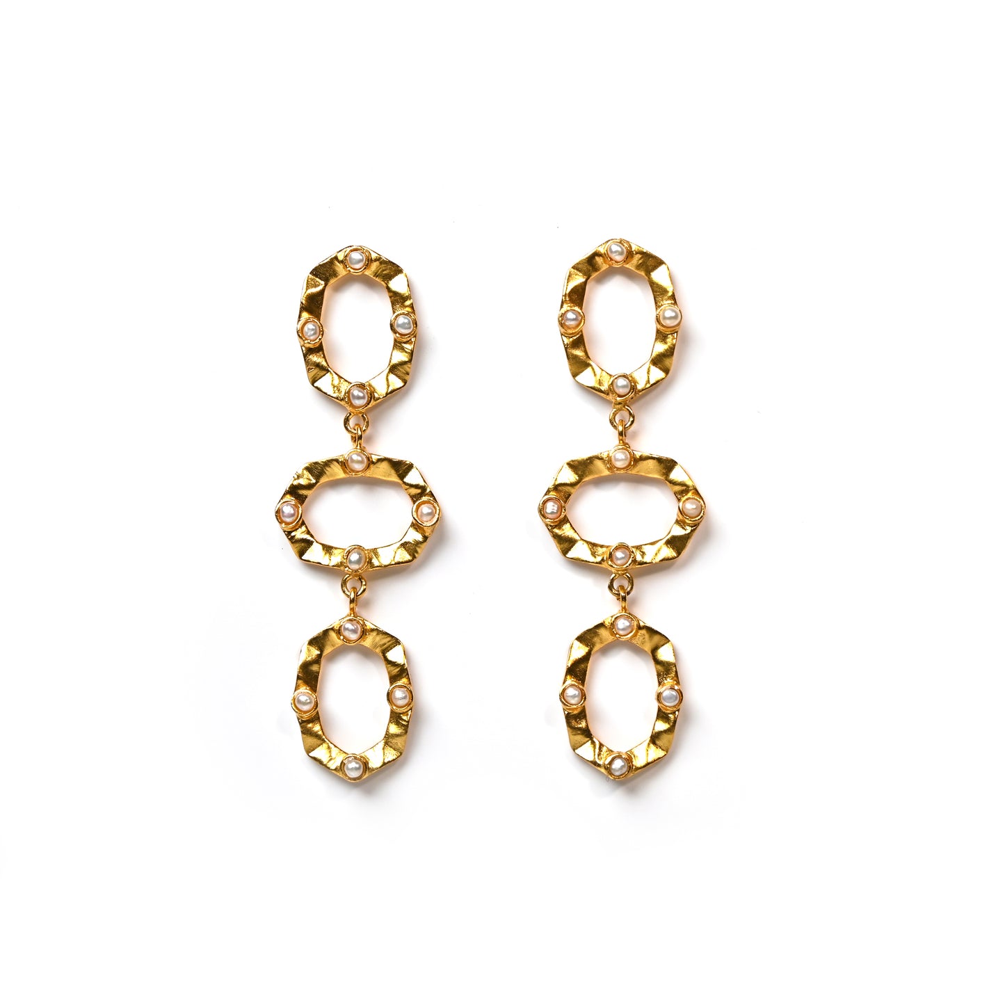 Sasha 3 Tier Earrings (Pearl) Statement Earrings