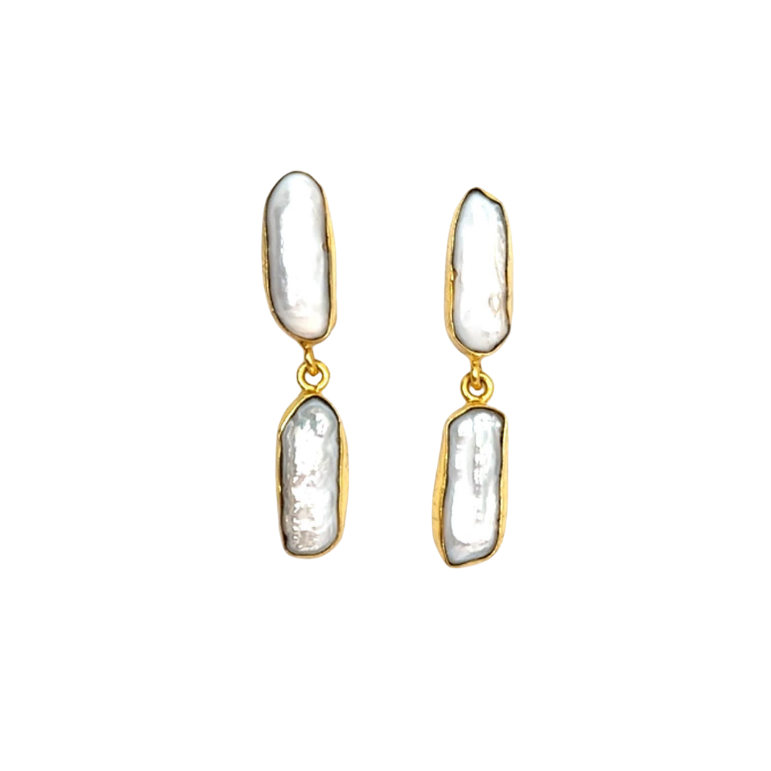 Charlotte - 2 Tier (Baroque Pearl) Statement Earrings