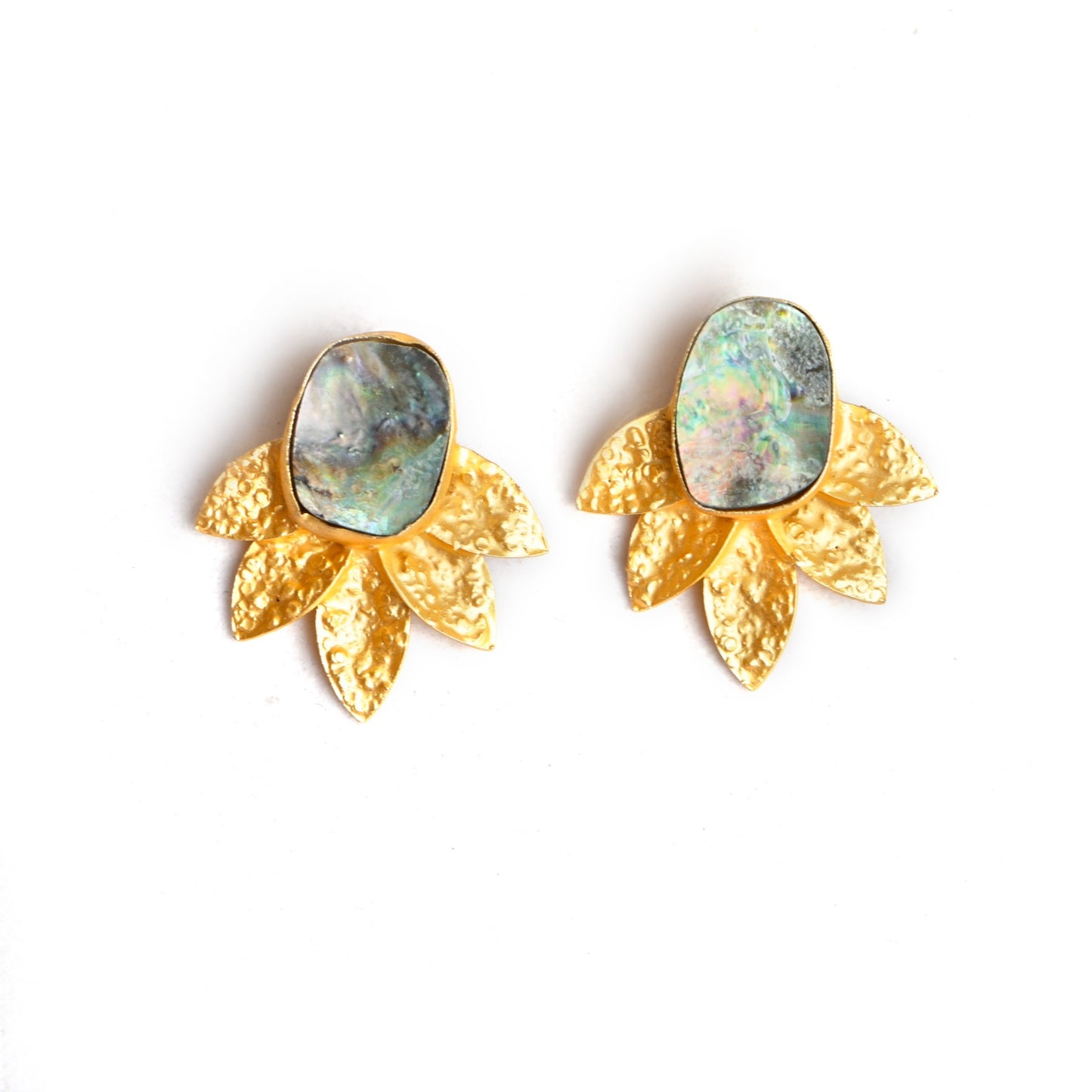 Petal Beaten (Abalone Shell) Statement Earrings