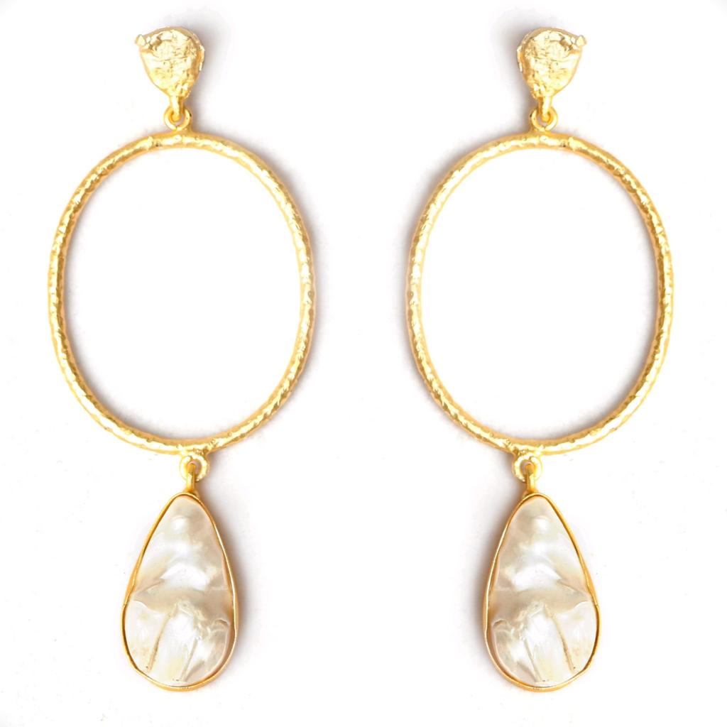 Eva (Oval) Baroque Pearl Statement Earrings