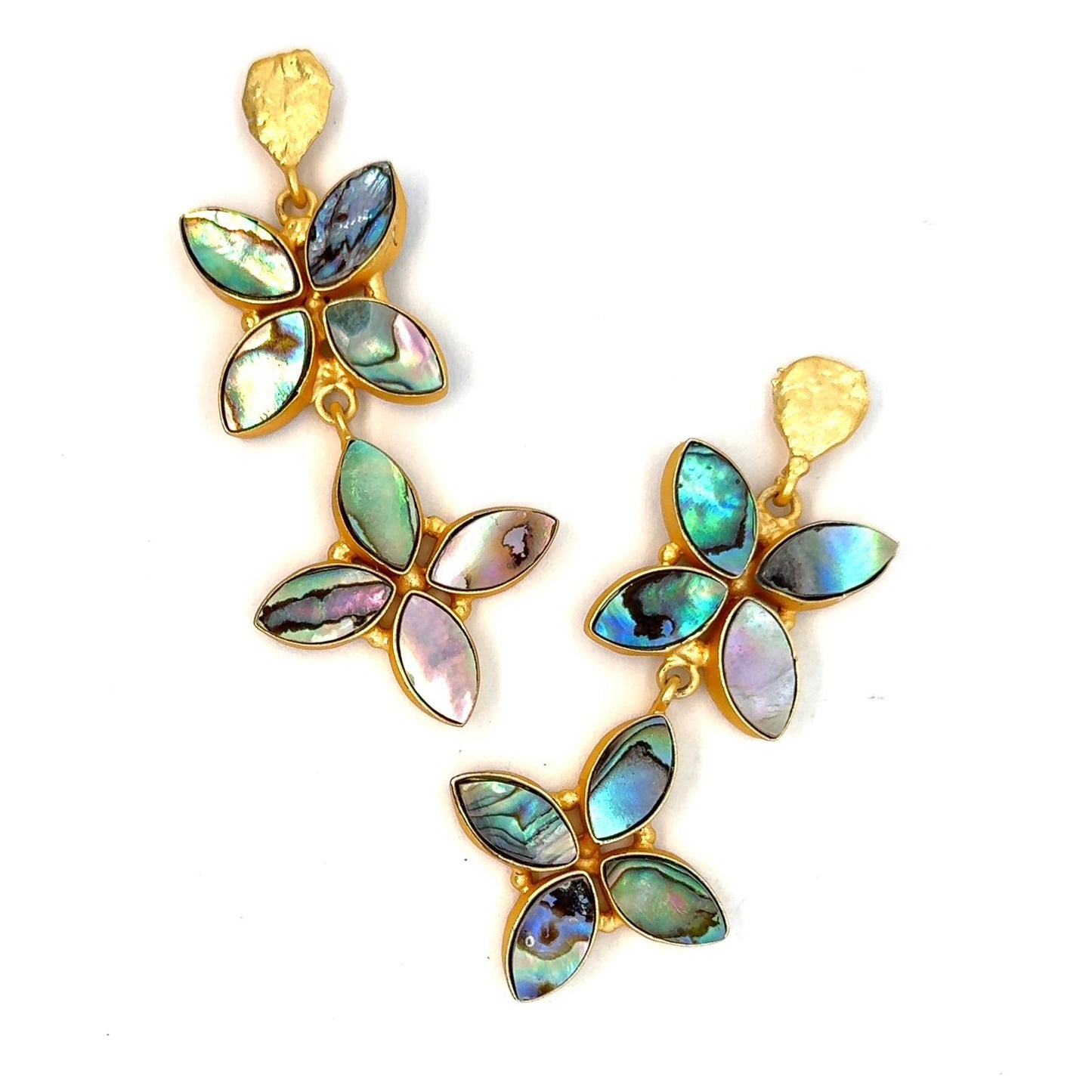 Sofia - 2 Tier (Abalone Shell) Statement Earrings