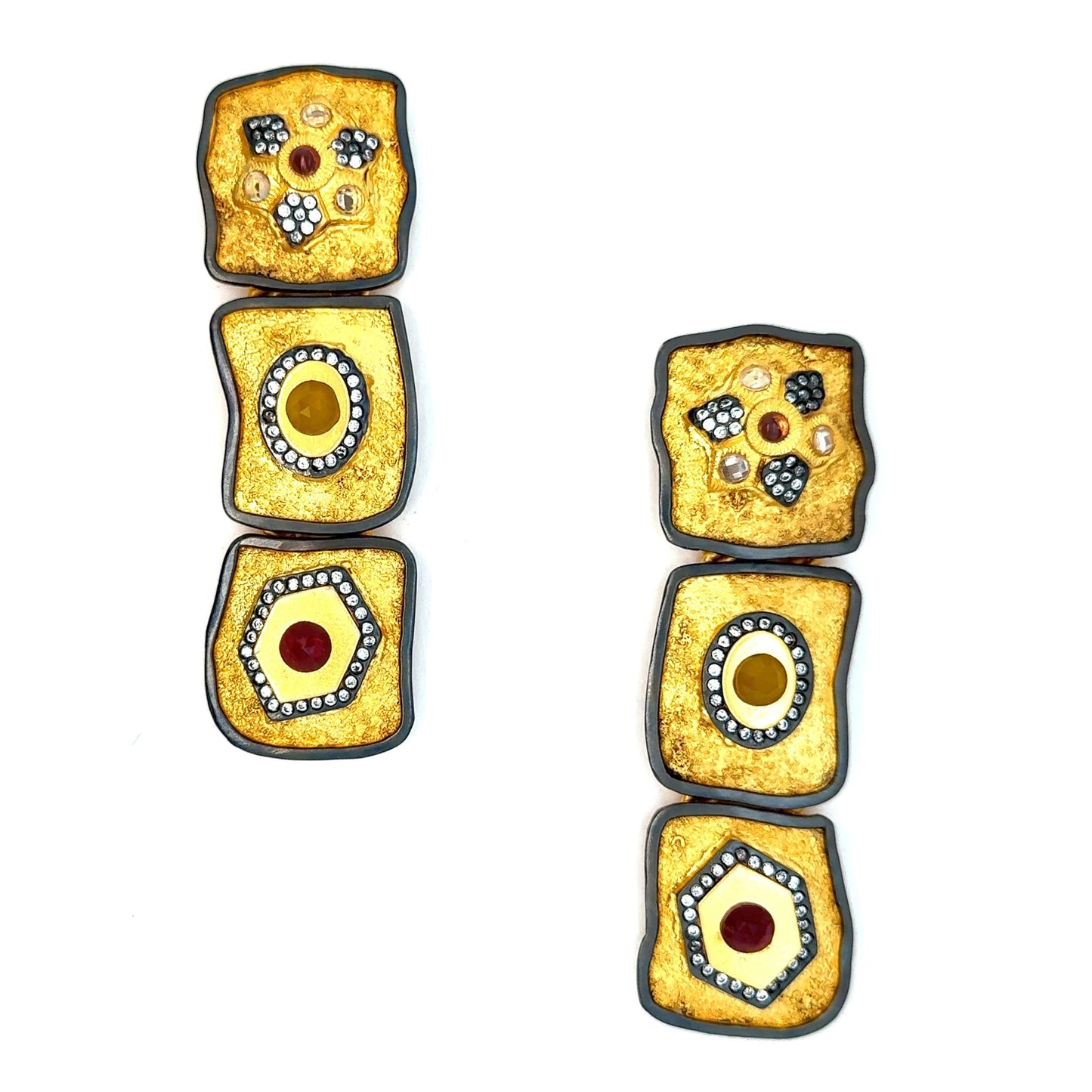 Tzar (Garnet & Citrine) Statement Earrings