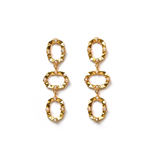 Sasha 3 Tier Earrings (Pearl) Statement Earrings