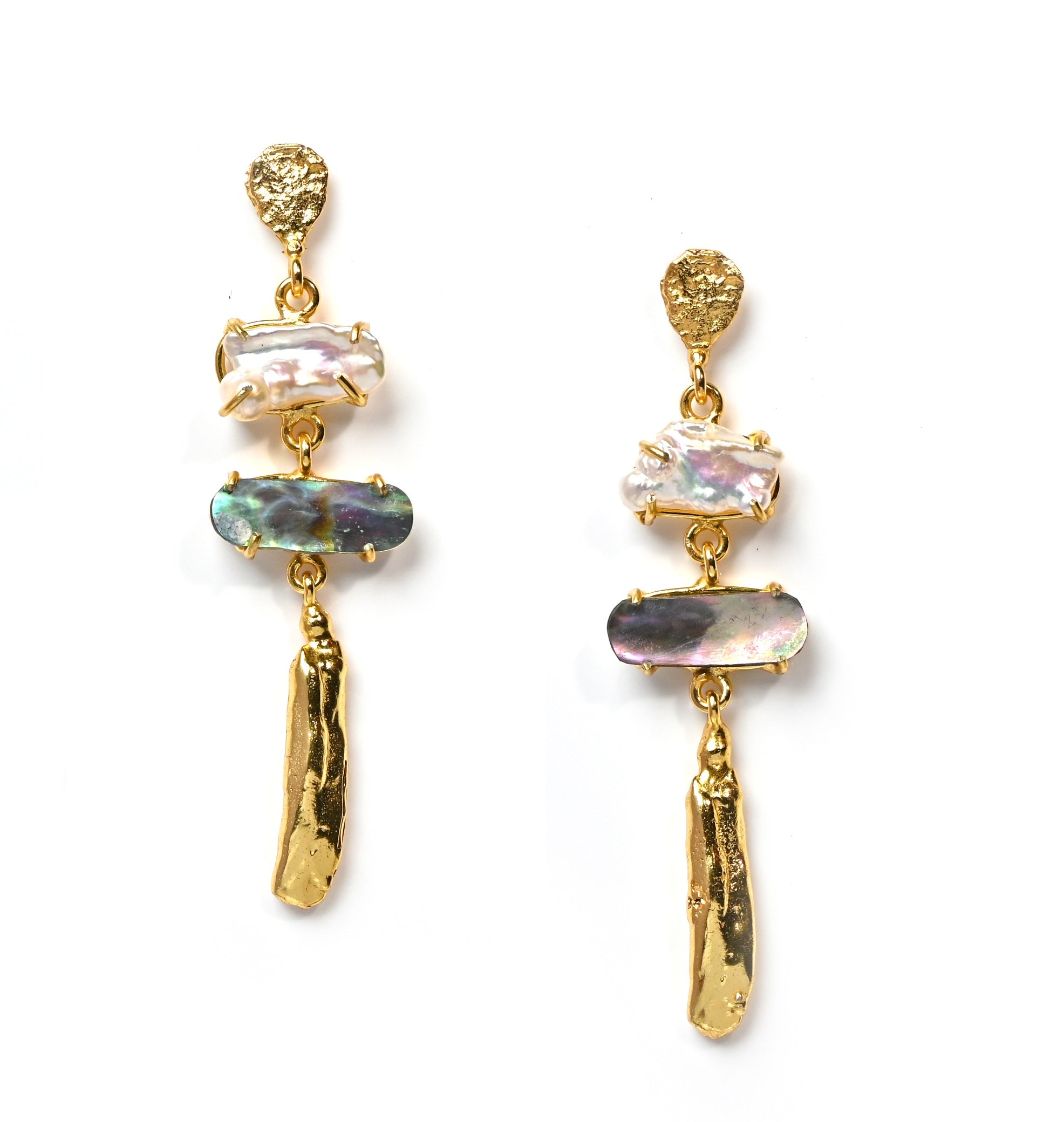 Eli (Pearl & Abalone Shell) Statement Earrings
