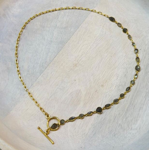 Lexi Necklace Faceted Stone (Labradorite)