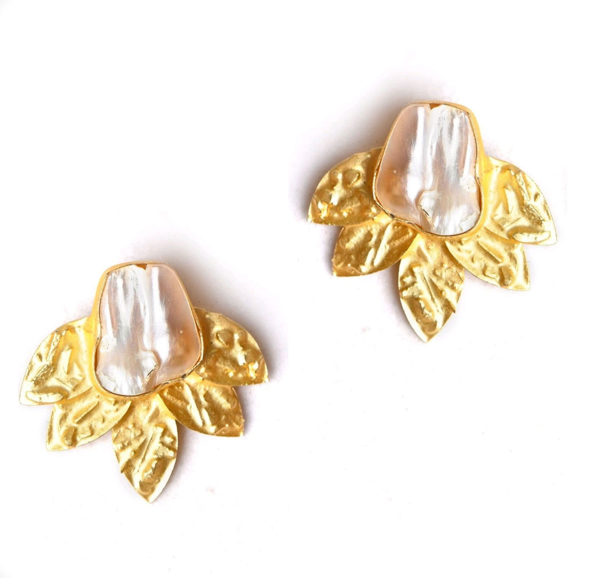 Petal Beaten (Baroque Pearl) Statement Earrings