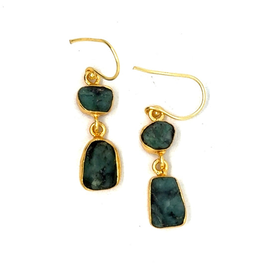 Kylah Raw Stone 2 Tier Hook Earrings [Best Seller]