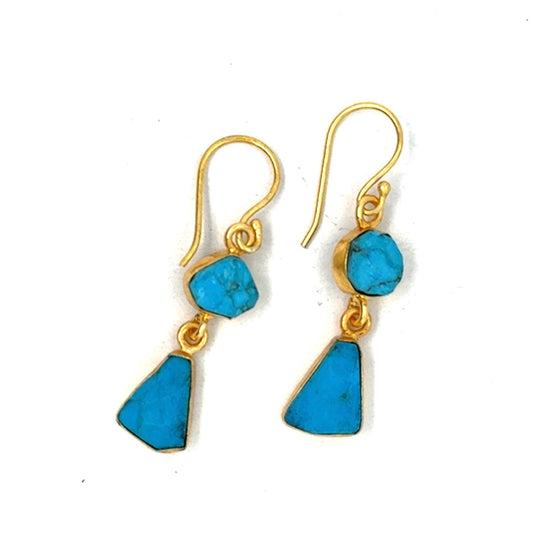 Marcella Raw Stone 2 Tier Hook Earrings [Best Seller]