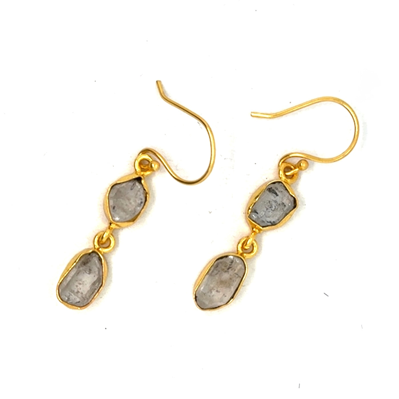Ember Raw Stone 2 Tier Hook Earrings [Best Seller]
