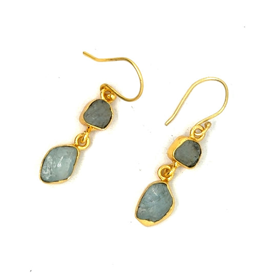 Marigold Raw Stone 2 Tier Hook Earrings [Best Seller]