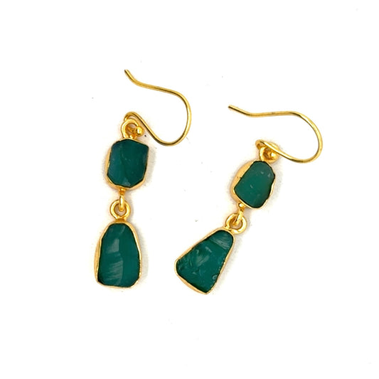 Haven Raw Stone 2 Tier Hook Earrings [Best Seller]