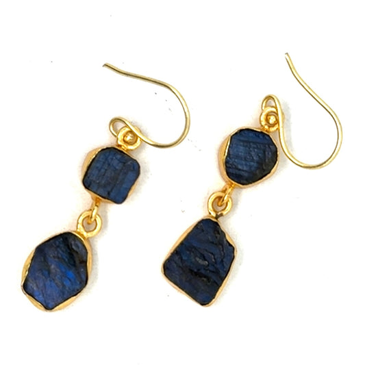 Selena Raw Stone 2 Tier Hook Earrings [Best Seller]