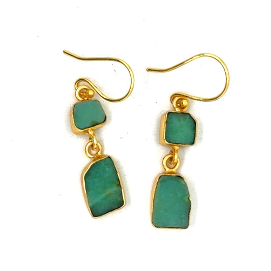 Caprice Raw Stone 2 Tier Hook Earrings [Best Seller]