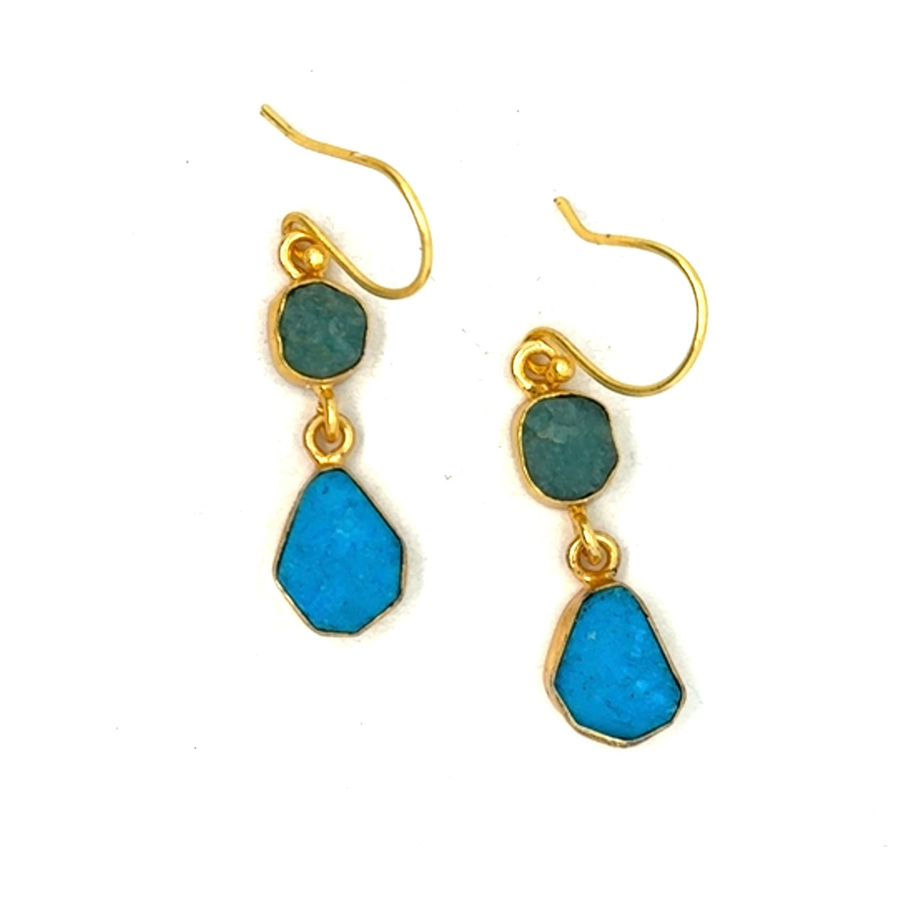 Elda Raw Stone 2 Tier Hook Earrings [Best Seller]
