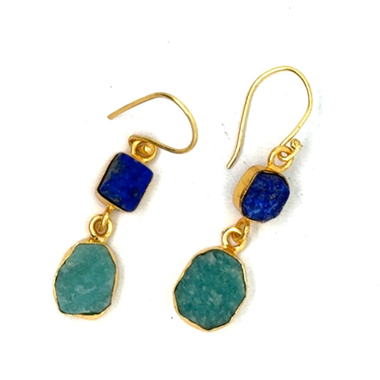 Eudora Raw Stone 2 Tier Hook Earrings [Best Seller]