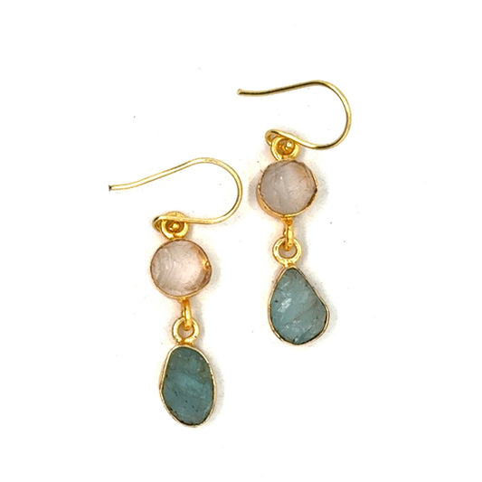 Eugenia Raw Stone 2 Tier Hook Earrings [Best Seller]