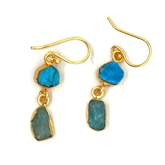 Lyle Raw Stone 2 Tier Hook Earrings [Best Seller]