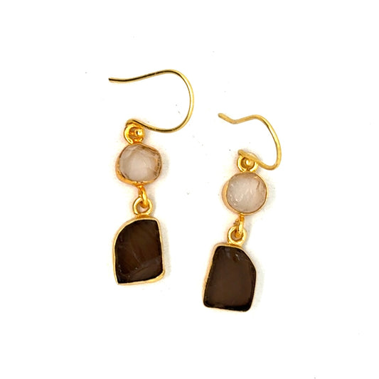 Azalea Raw Stone 2 Tier Hook Earrings [Best Seller]