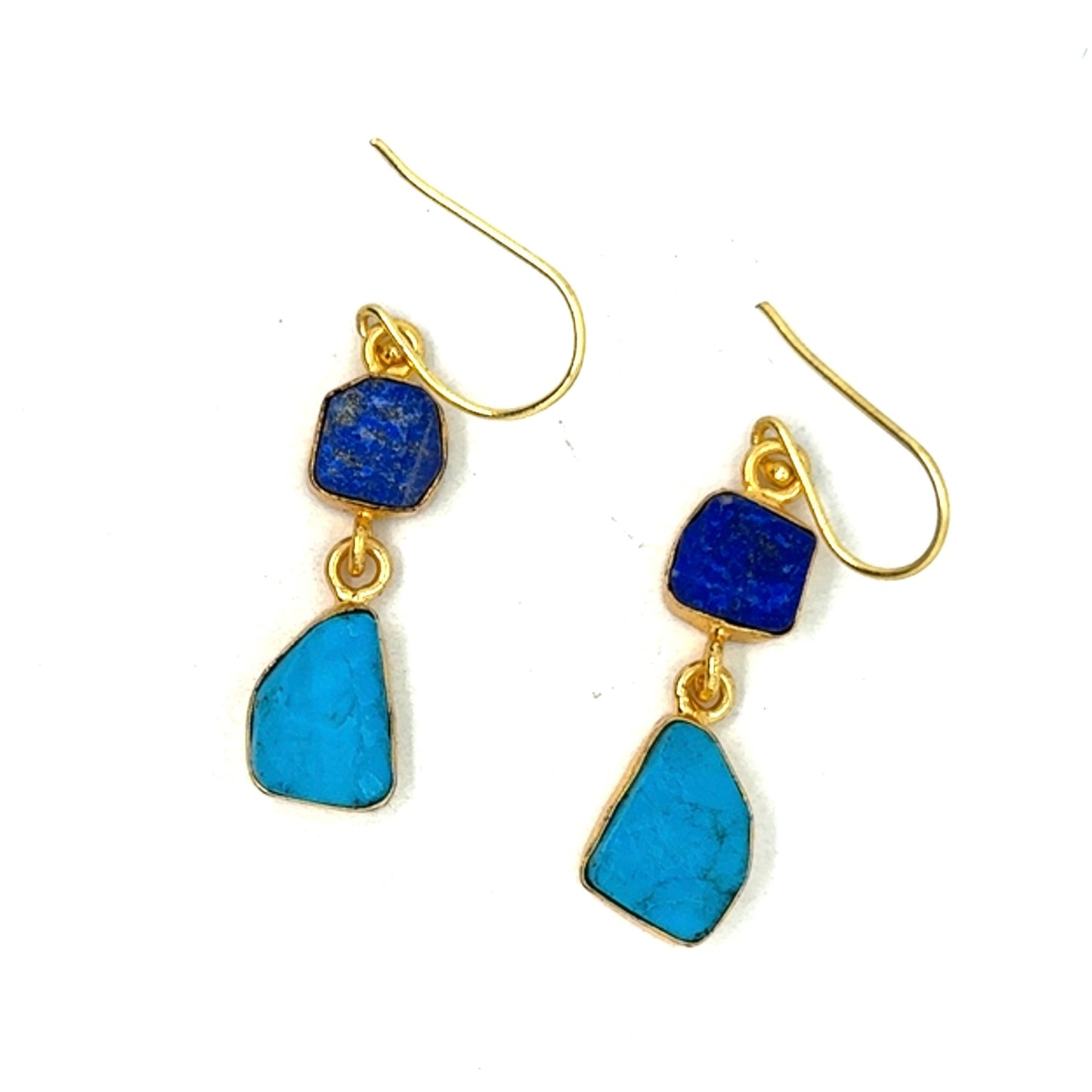 Kirstin Raw Stone 2 Tier Hook Earrings [Best Seller]