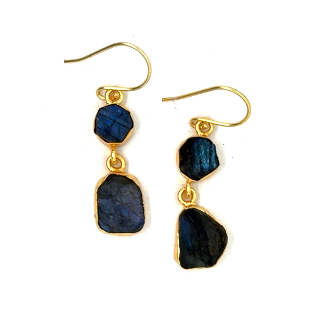 Diamond Raw Stone 2 Tier Hook Earrings [Best Seller]