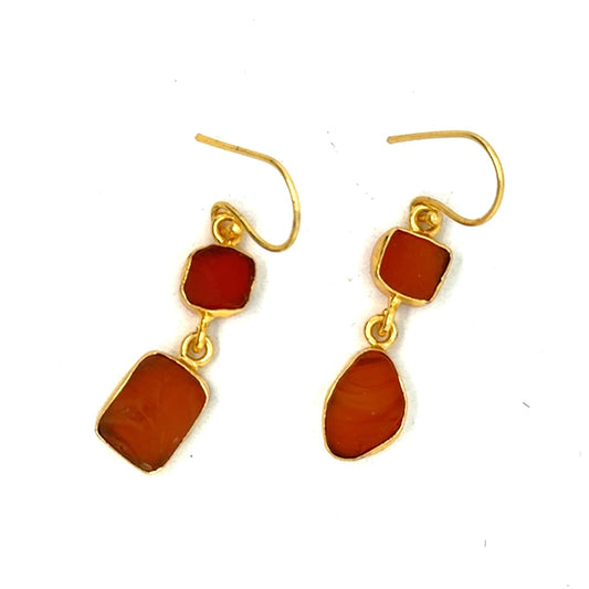 Ivanna Raw Stone 2 Tier Hook Earrings [Best Seller]
