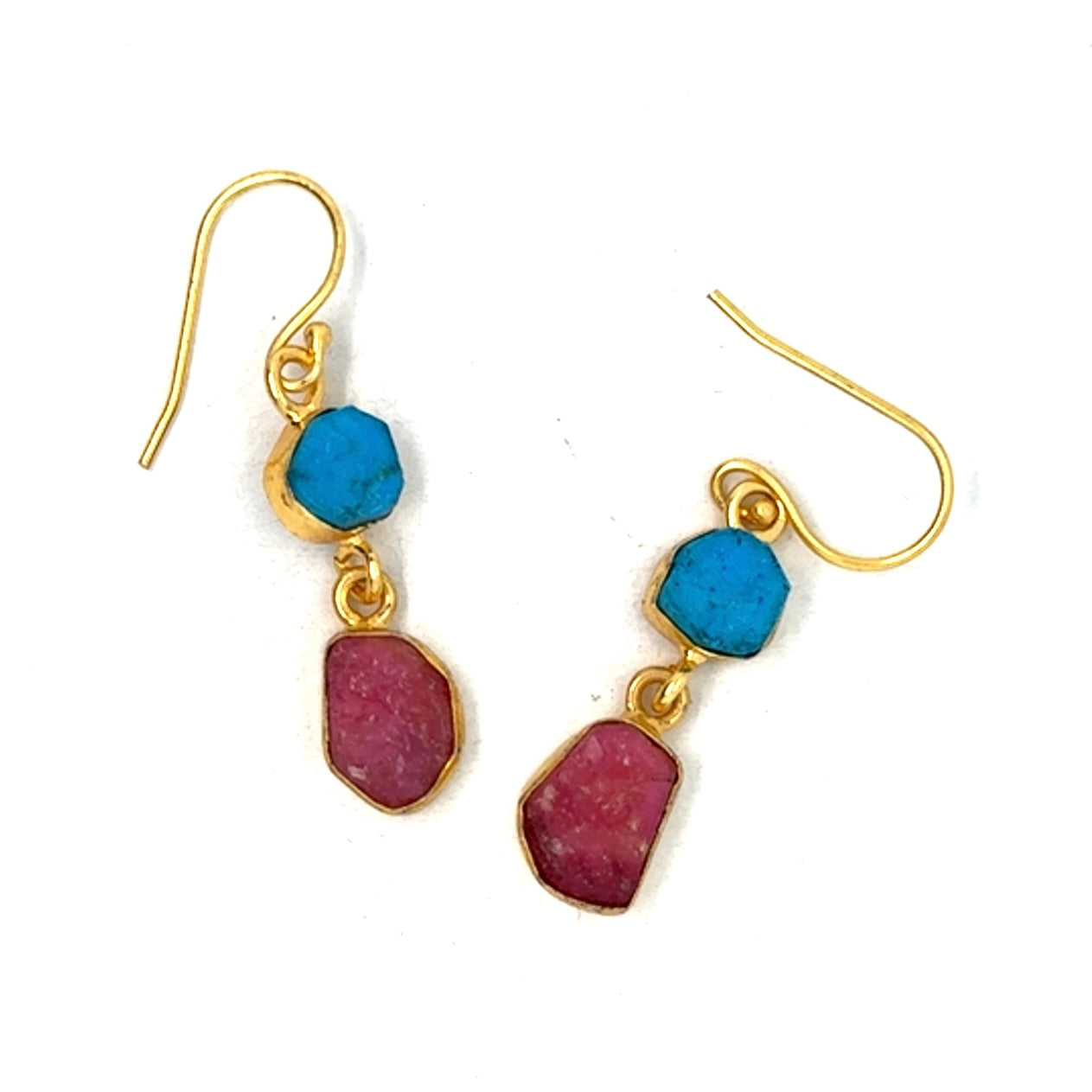 Gemma Raw Stone 2 Tier Hook Earrings [Best Seller]