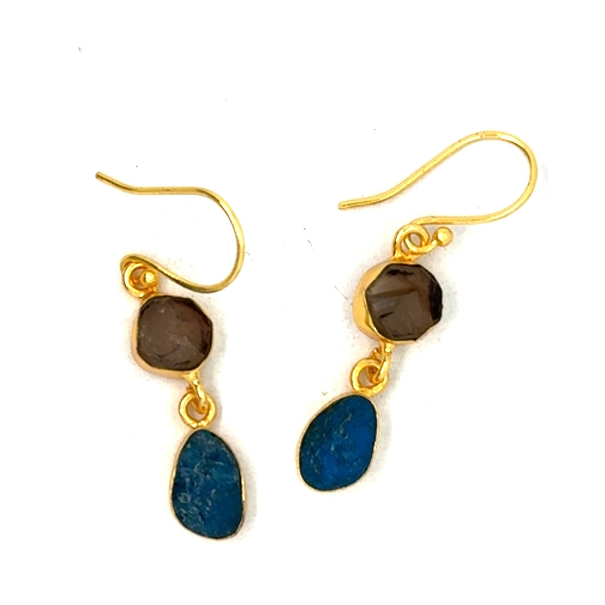 Eileen Raw Stone 2 Tier Hook Earrings [Best Seller]