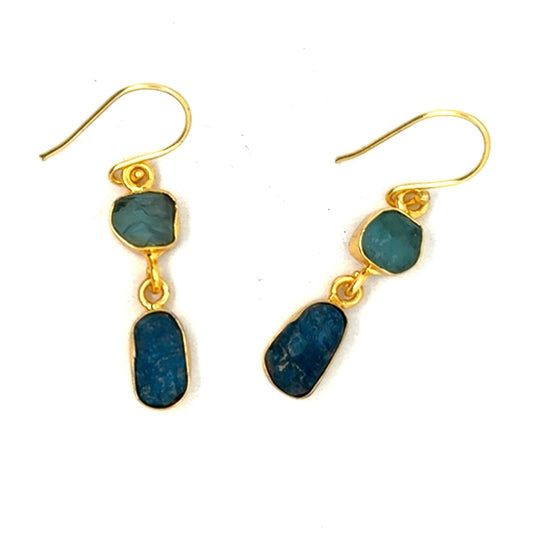 Clover Raw Stone 2 Tier Hook Earrings [Best Seller]