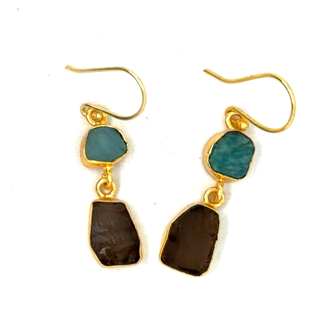 Cataleya Raw Stone 2 Tier Hook Earrings [Best Seller]
