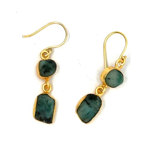 Bambi Raw Stone 2 Tier Hook Earrings [Best Seller]