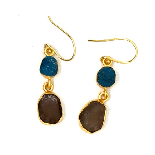 Electra Raw Stone 2 Tier Hook Earrings [Best Seller]