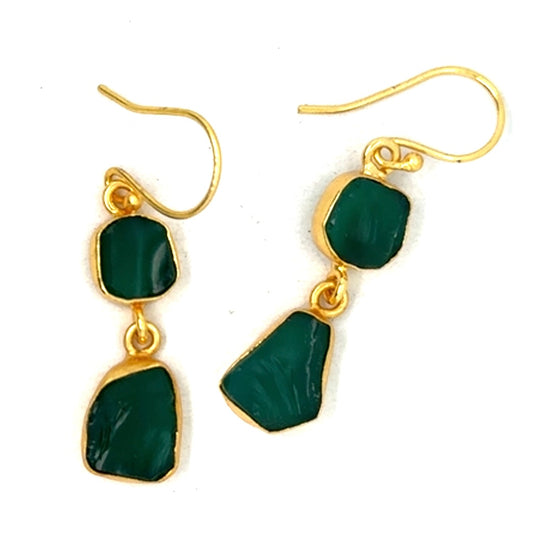 Darlene Raw Stone 2 Tier Hook Earrings [Best Seller]