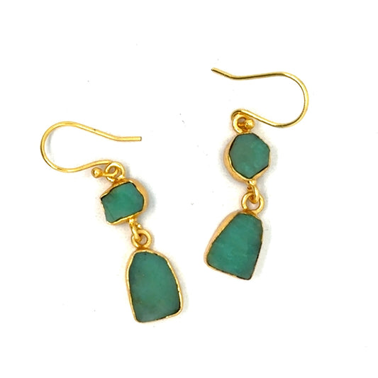 Dolores Raw Stone 2 Tier Hook Earrings [Best Seller]
