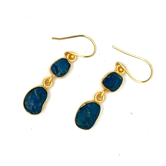 Kaia Raw Stone 2 Tier Hook Earrings [Best Seller]