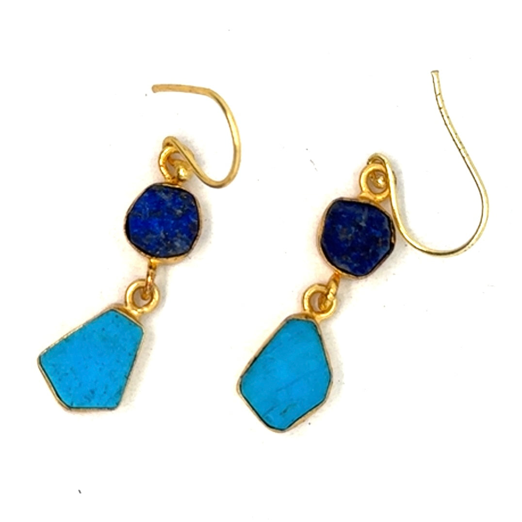 Sierra Raw Stone 2 Tier Hook Earrings [Best Seller]