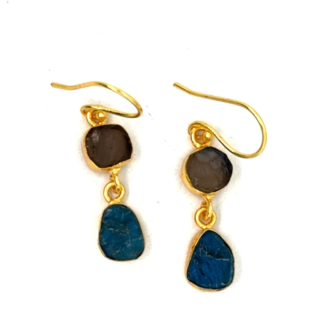 Annalise Raw Stone 2 Tier Hook Earrings [Best Seller]