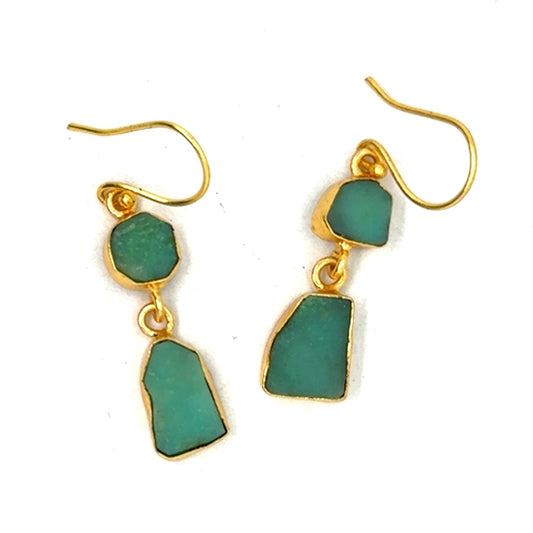 Callista Raw Stone 2 Tier Hook Earrings [Best Seller]