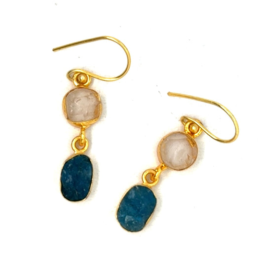 Arissa Raw Stone 2 Tier Hook Earrings [Best Seller]