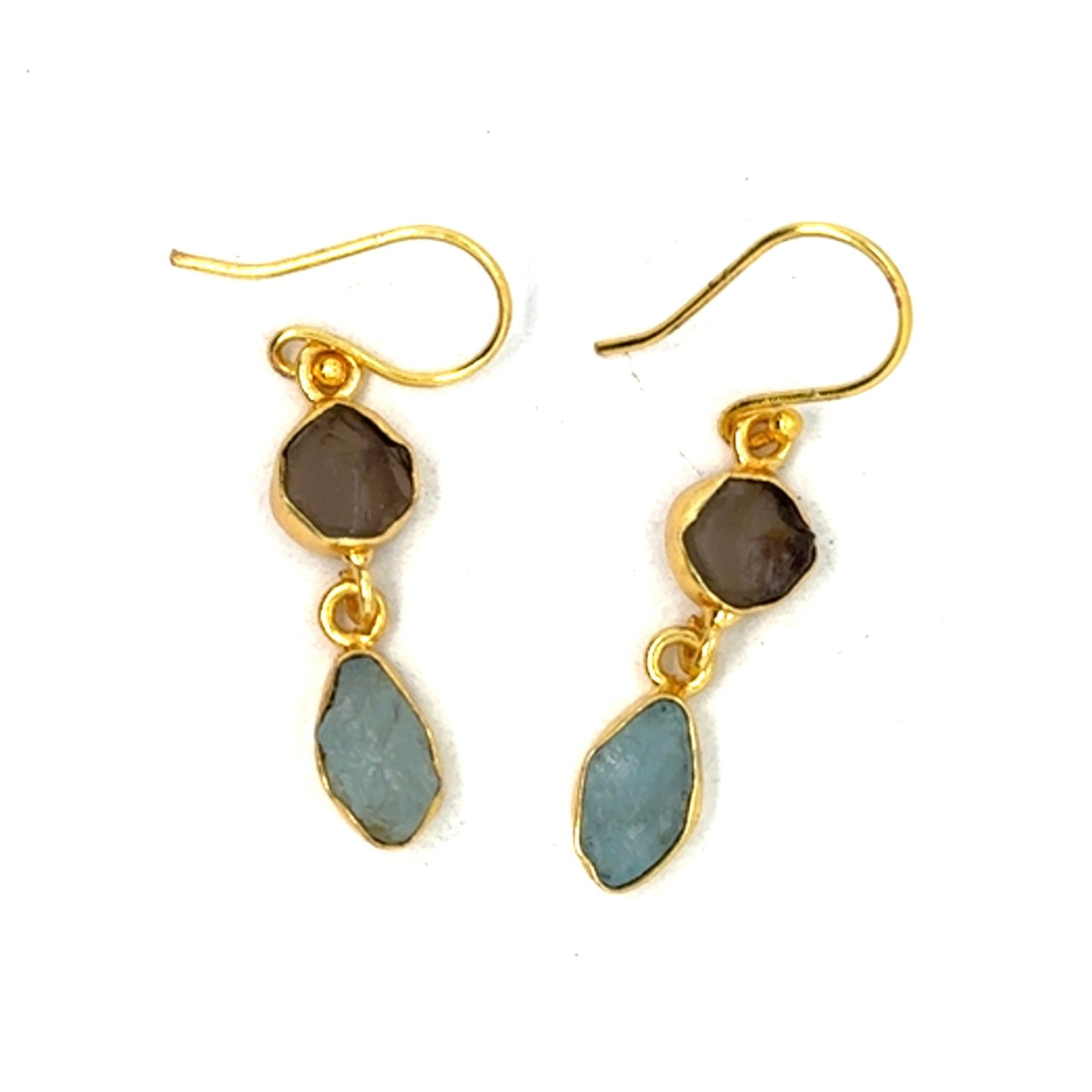 Luella Raw Stone 2 Tier Hook Earrings [Best Seller]