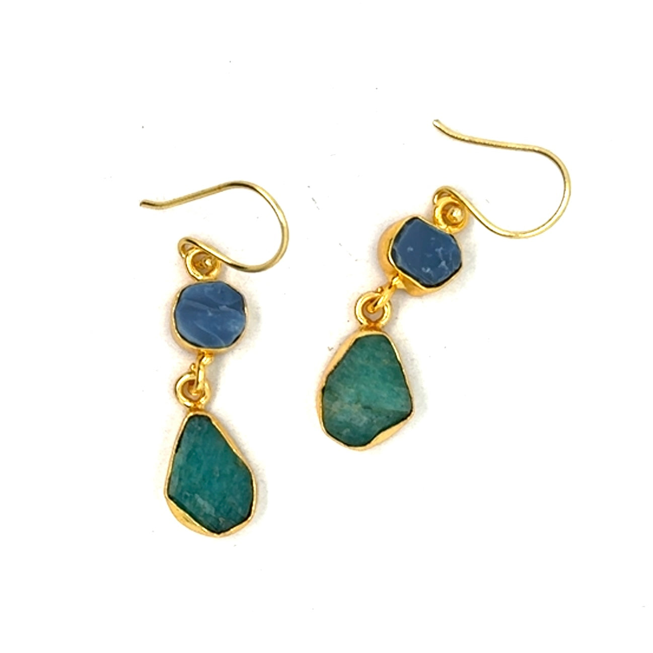 Irena Raw Stone 2 Tier Hook Earrings [Best Seller]