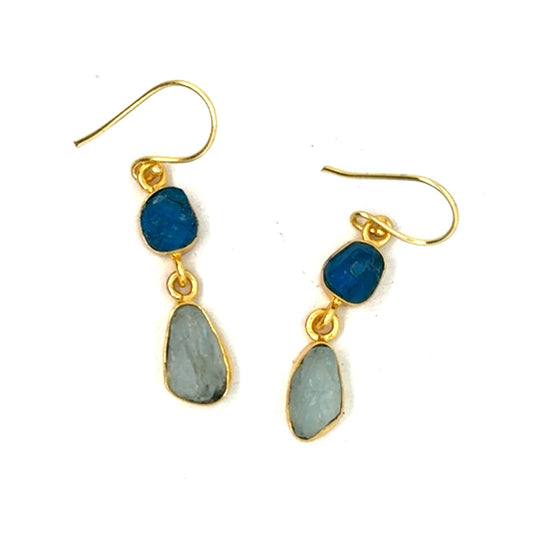 Amara Raw Stone 2 Tier Hook Earrings [Best Seller]