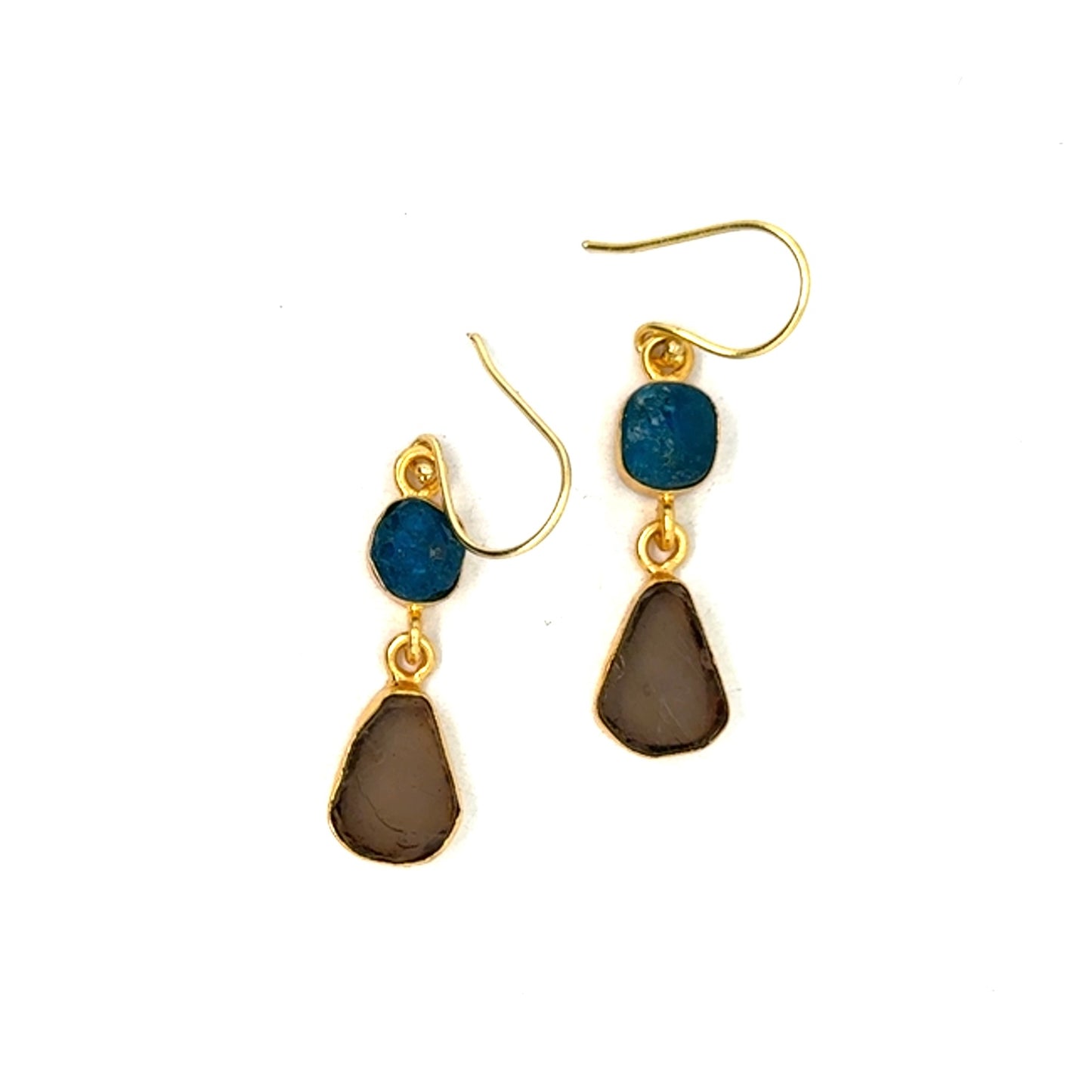Gwyneth Raw Stone 2 Tier Hook Earrings [Best Seller]