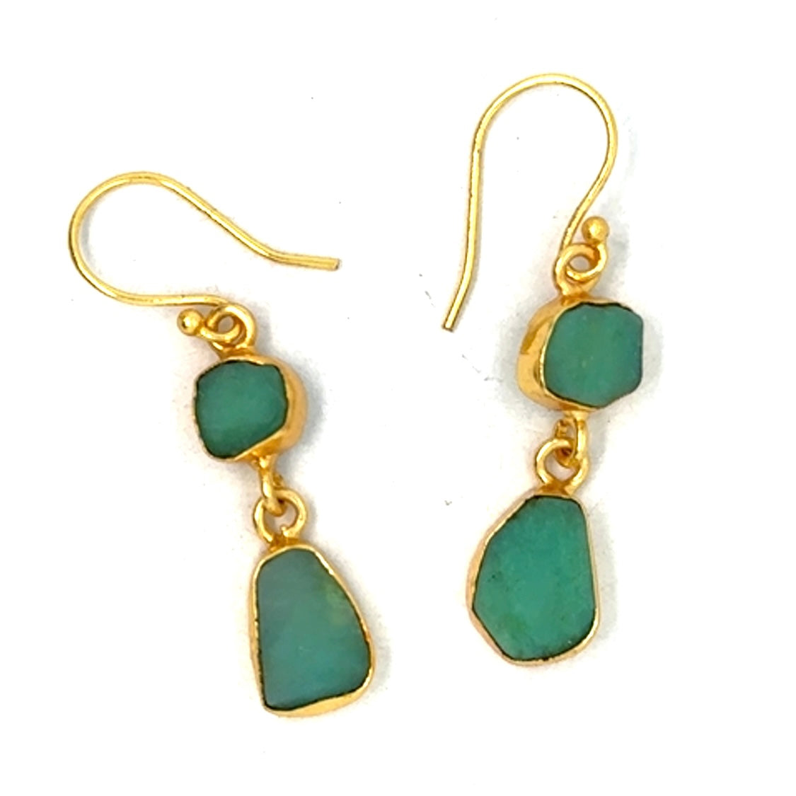 Beryl Raw Stone 2 Tier Hook Earrings [Best Seller]