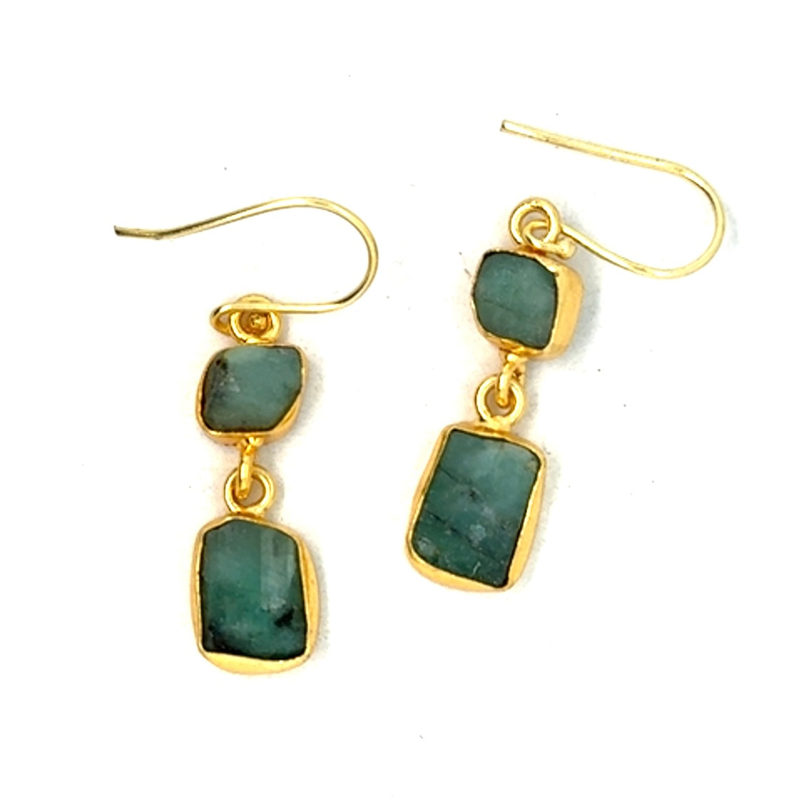 Ida Raw Stone 2 Tier Hook Earrings [Best Seller]