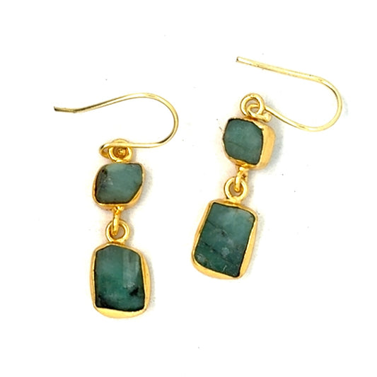 Ida Raw Stone 2 Tier Hook Earrings [Best Seller]