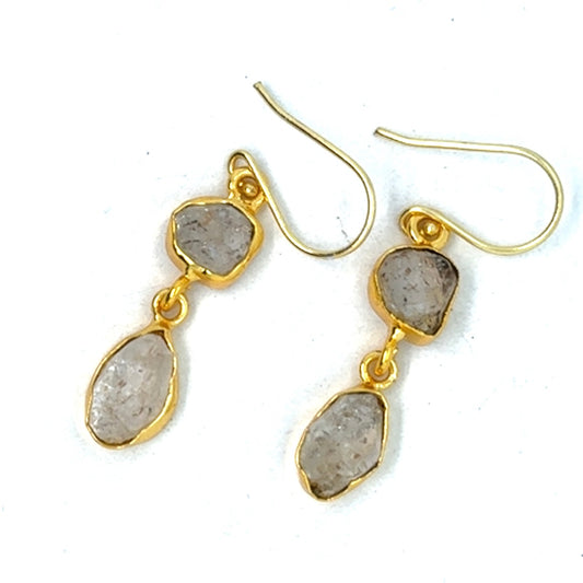 Francine Raw Stone 2 Tier Hook Earrings [Best Seller]