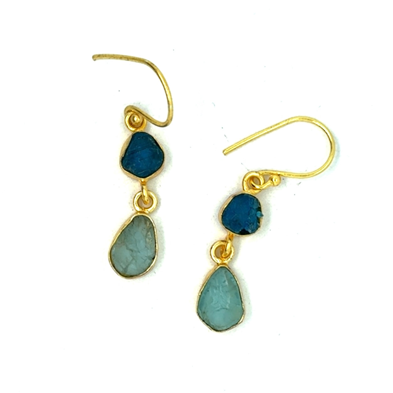 Hilda Raw Stone 2 Tier Hook Earrings [Best Seller]