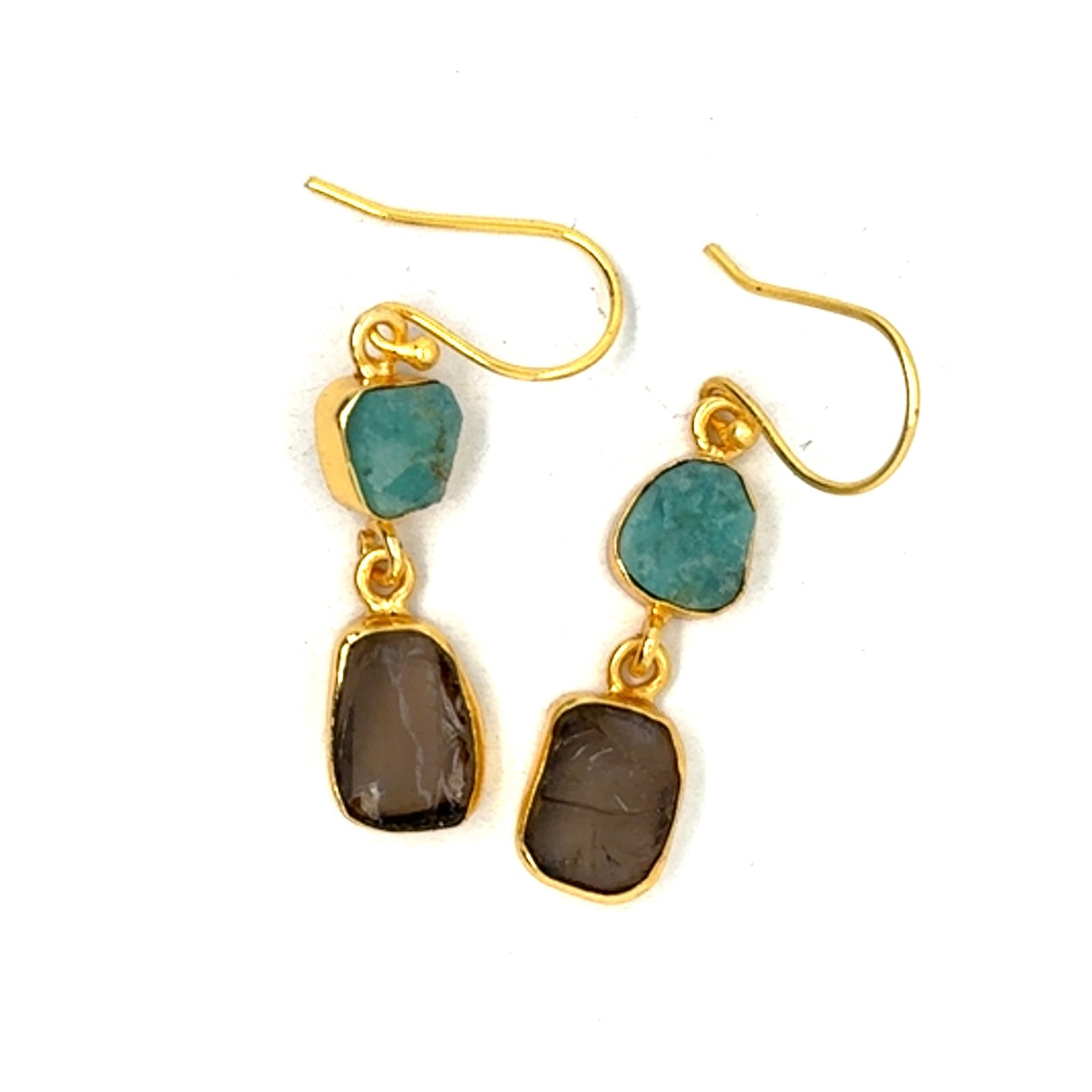 Juliet Raw Stone 2 Tier Hook Earrings [Best Seller]