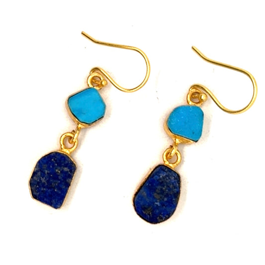 Rochelle Raw Stone 2 Tier Hook Earrings [Best Seller]